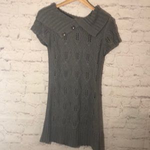 LOVE CHANGE SILVER-GRAY LONG KNIT SWEATER DRESS